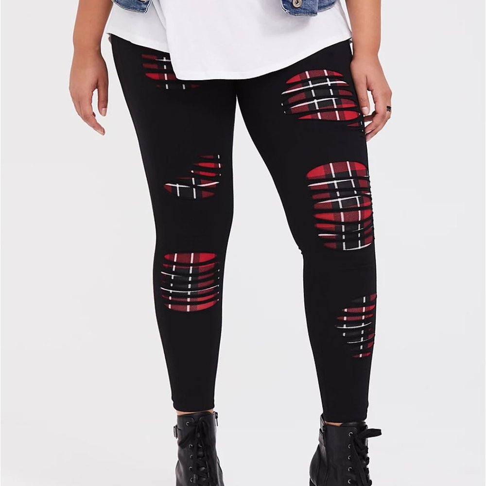 Torrid Slashed Plaid Underlay Premium Legging 2X
